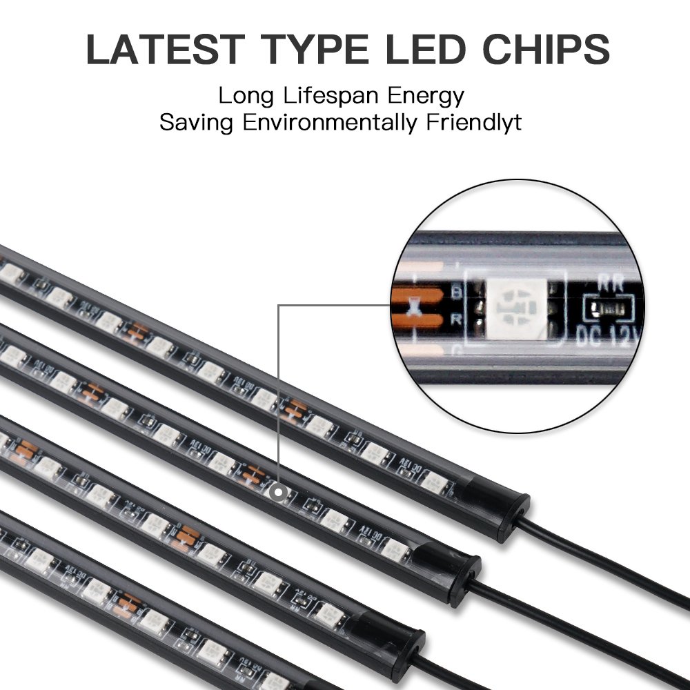 BEVINSEE 36pcs LED Strip Lights RGB Interior Decorative Atmosphere Ambient Light Cigarette Lighter Type Light Strip Kit