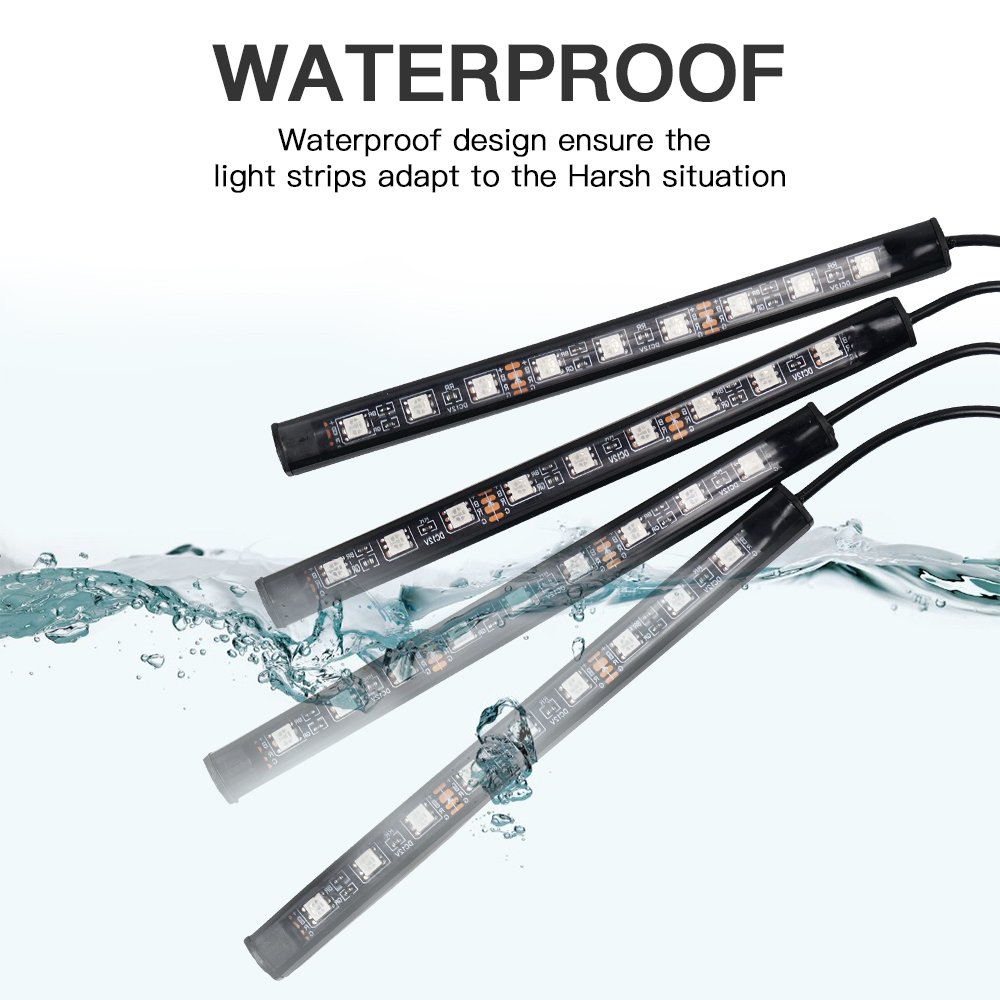 BEVINSEE 36pcs LED Strip Lights RGB Interior Decorative Atmosphere Ambient Light Cigarette Lighter Type Light Strip Kit