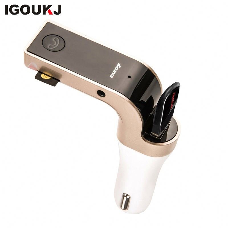 Free Shipping CAR BT FM Transmitter With TF/USB Flash Drives Music Player SD and USB Charger Features Blue Ray