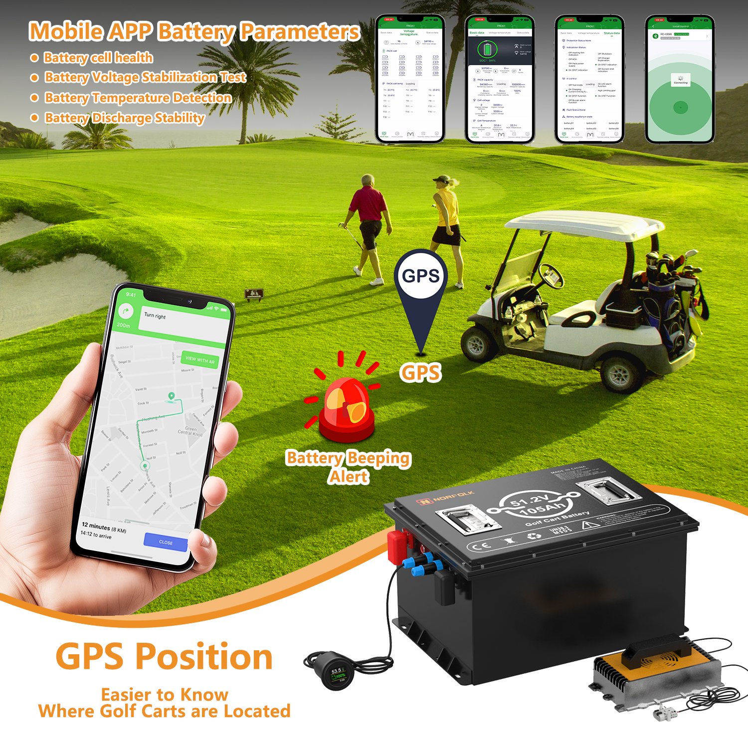 Wholesale Lithium Battery Golf Cart Trolley Car Rechargeable Pack 48V Diy Kit 36V 72V 100Ah 105Ah 200Ah 51.2V Lifepo4 Battery