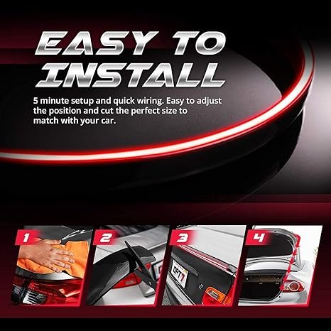 Universal LED Spoiler Rear Spoiler Lip Kit for Car Trunk Exterior Accessories Brake Light Dark Roof Wing and Easy Installation