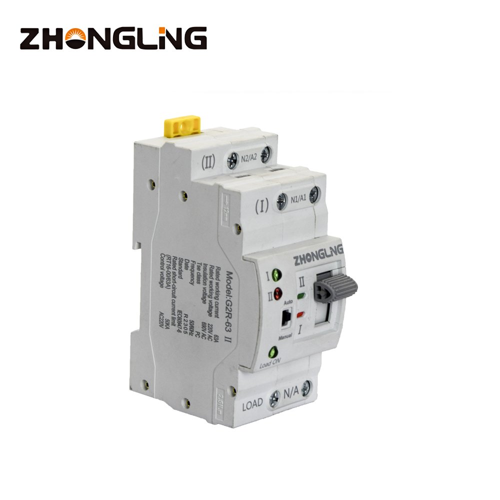 ZHONGLING Dual Power ATS Transfer Switch 63A 2 Poles Small Automatic Switch 63A G2R-63 2P for Genset Generator Part
