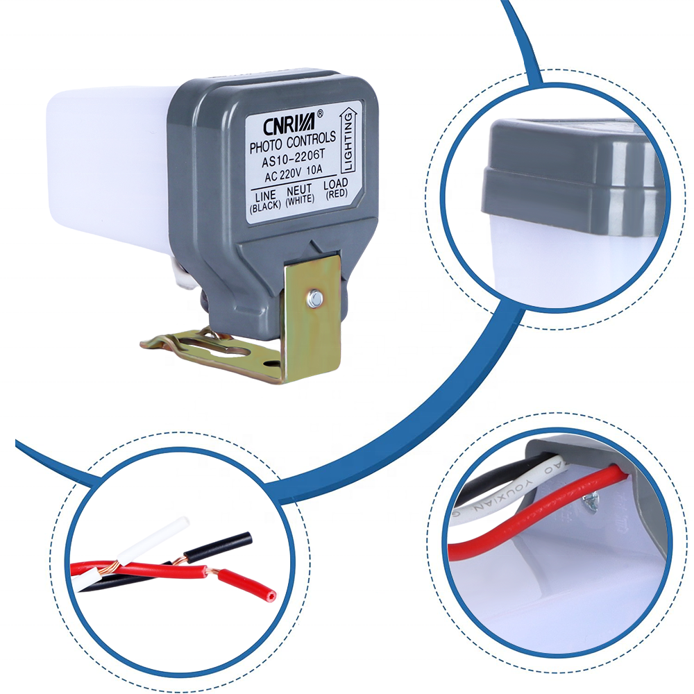 CNRIYA 6A Auto on Off Photocell/Photoswitch/Photocontrol/Fotocontrol for Day Night Switch for Street, Parking, Outdoor Light