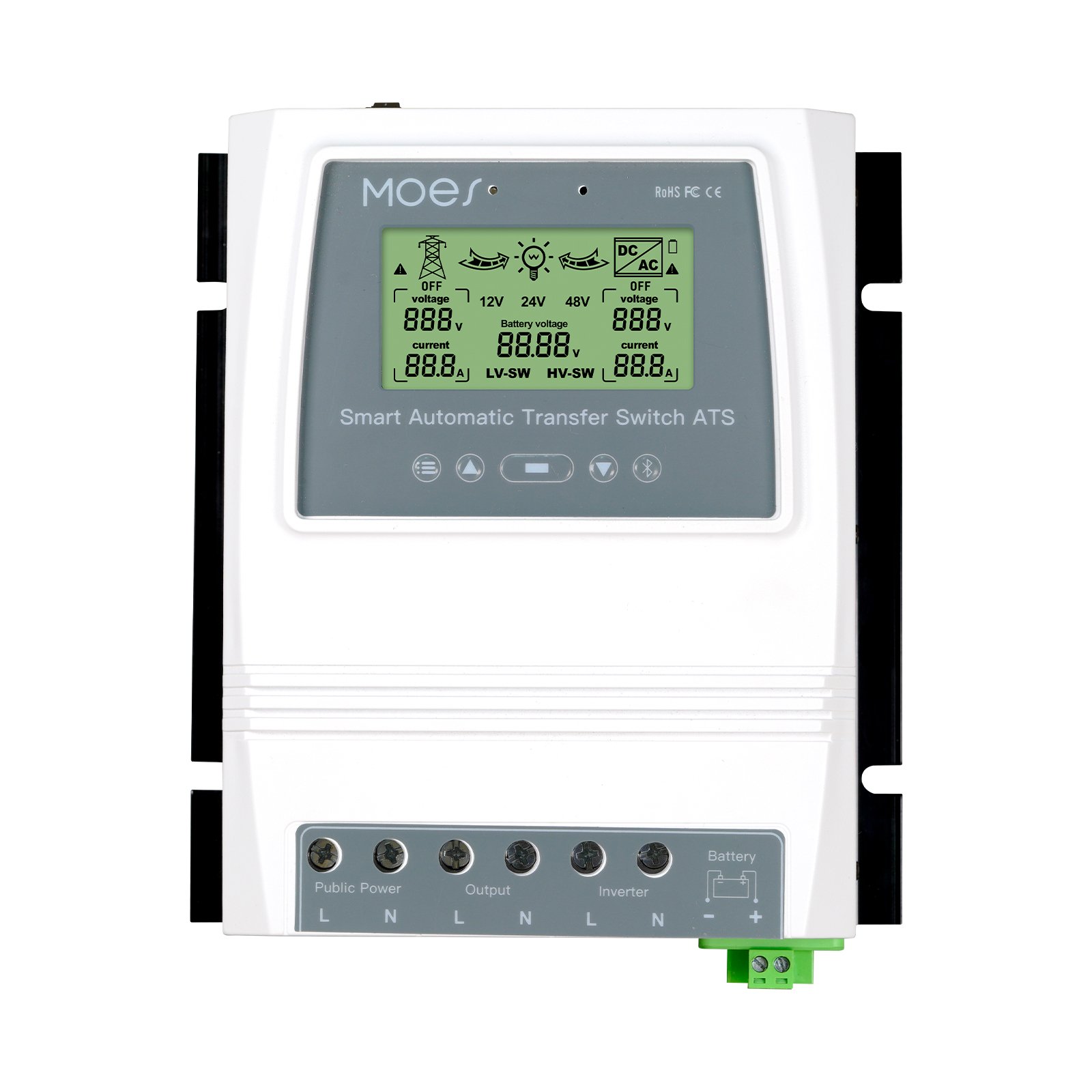 Tuya Smart Blue- Tooth Dual Power Controller 80A 16KW Automatic Transfer Switch Energy Saving for Off Grid Solar Wind System ATS