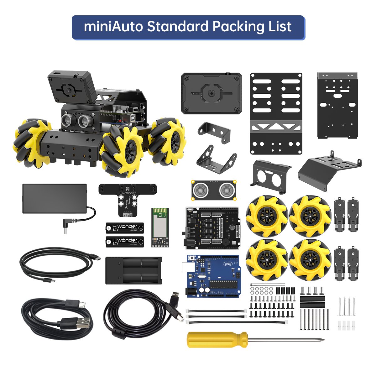 Hiwonder miniAuto 4WD Mecanum Wheels AI Vision Robot Car with Gripper Support Line Follower and Obstacle Avoidance Robotic Kits