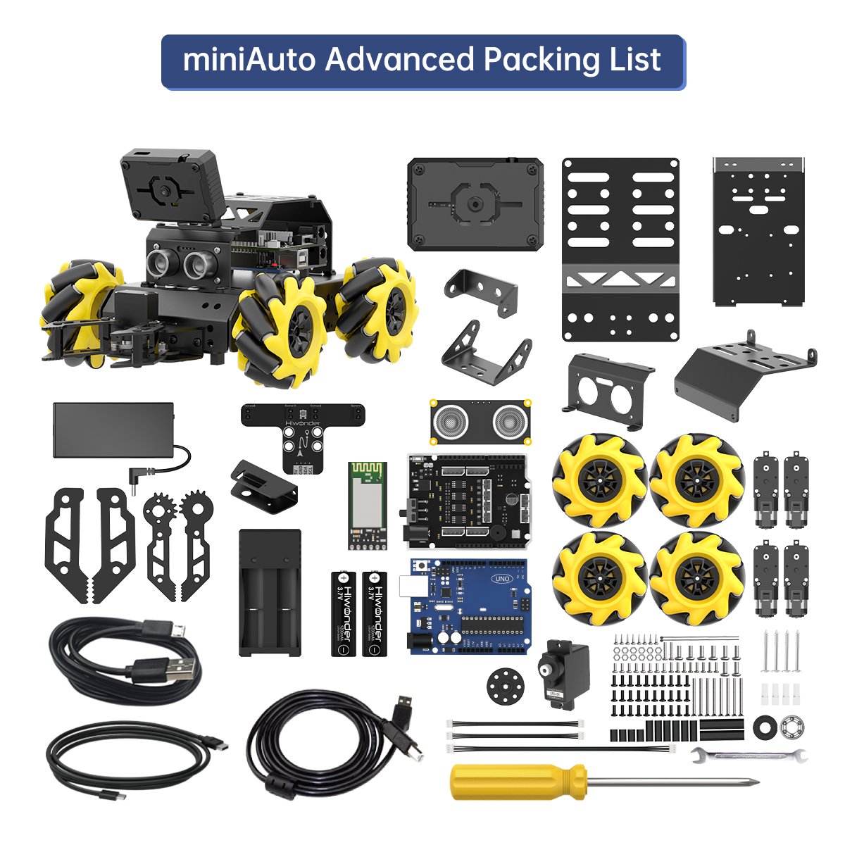 Hiwonder miniAuto 4WD Mecanum Wheels AI Vision Robot Car with Gripper Support Line Follower and Obstacle Avoidance Robotic Kits