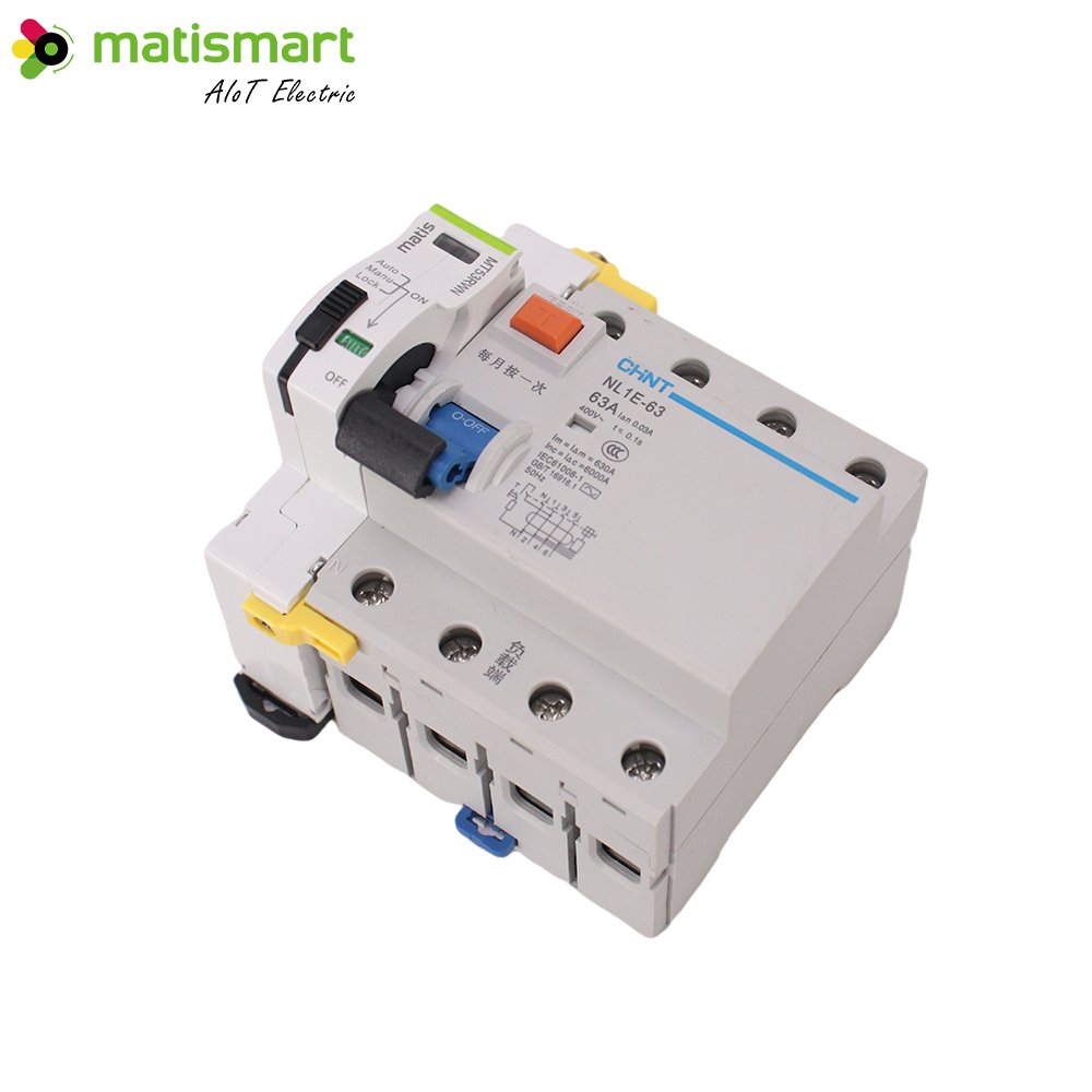 Breaker Wifi 4p Tuya Smart Wifi Mcb Breaker Auto Reset with Rccb Switch Din Rail Circuit Breaker Tuya Smart Remote Control
