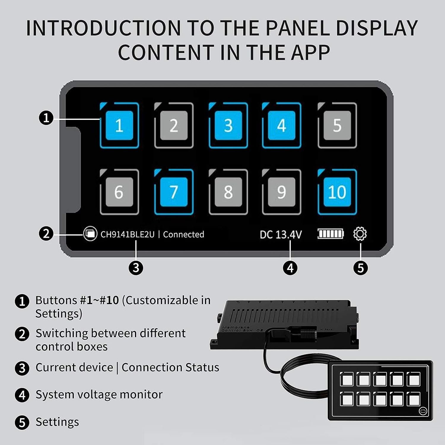 10P Membrane APP Control Switch Panel for Auto Car Marine