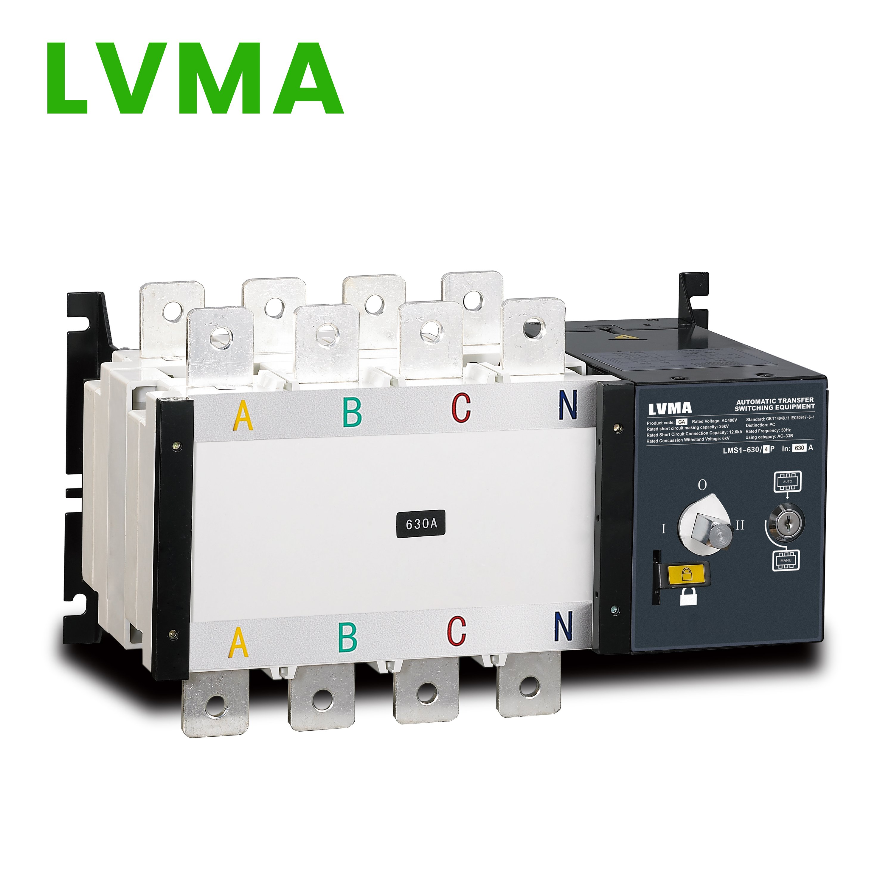 LVMA LMS1-GA 100A-3200A Automatic Transfer Switch ATS 3P 4Phase PC Class Dual Power Changeover Switch for Generator Atse