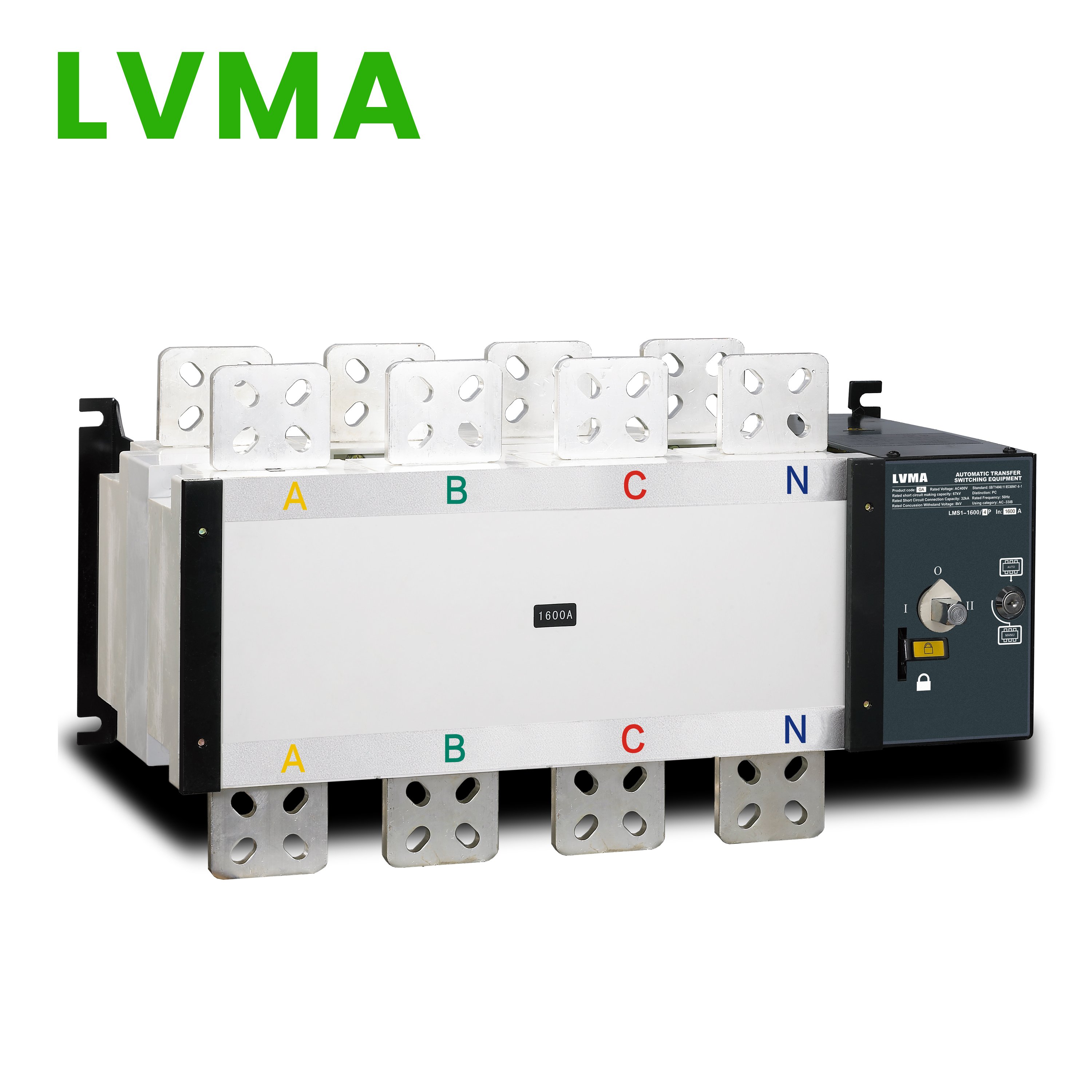 LVMA LMS1-GA 100A-3200A Automatic Transfer Switch ATS 3P 4Phase PC Class Dual Power Changeover Switch for Generator Atse