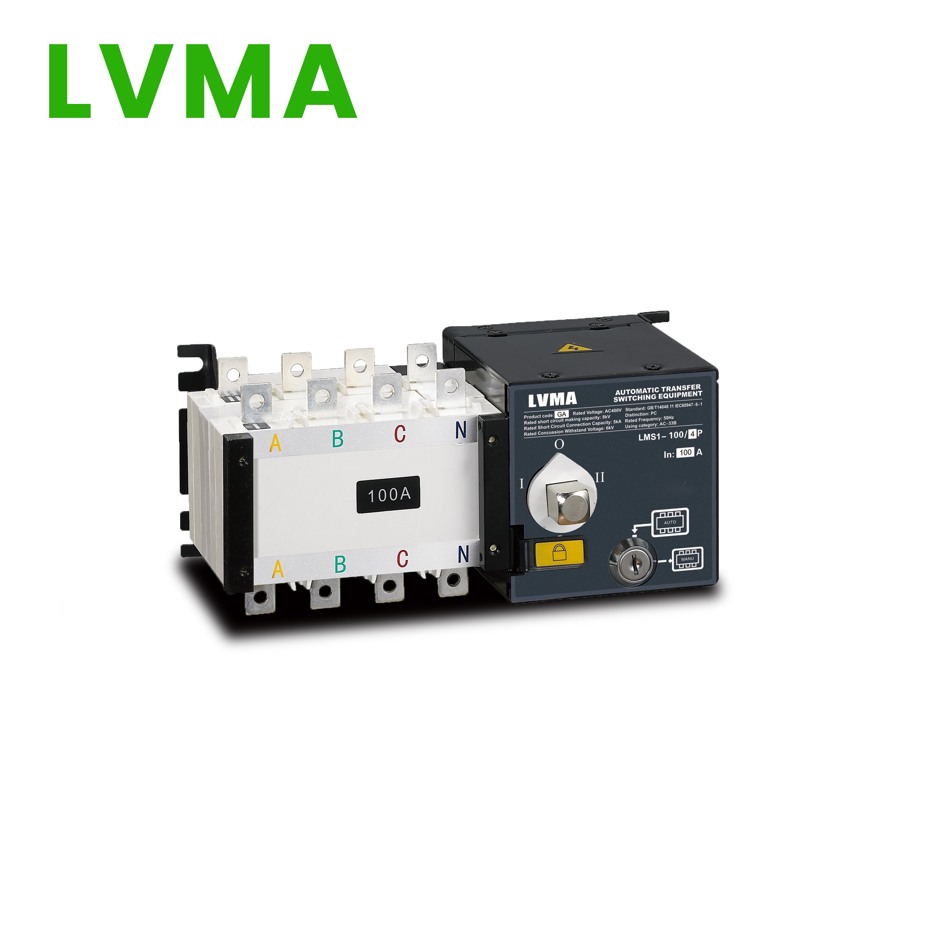 LVMA LMS1-GA 100A-3200A Automatic Transfer Switch ATS 3P 4Phase PC Class Dual Power Changeover Switch for Generator Atse