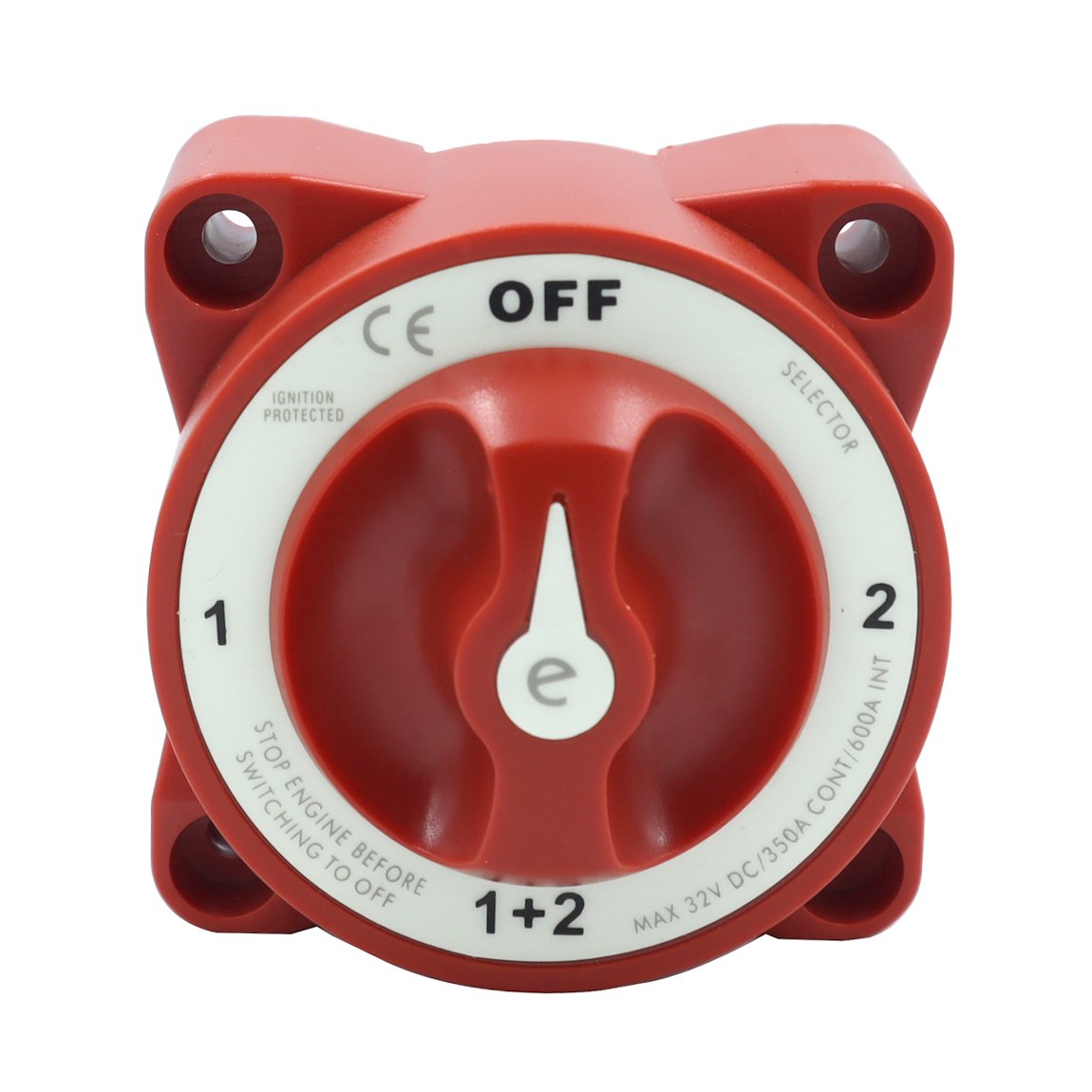 Blue Sea Systems 9001E E-Series Battery Switch, 350A Selector 4 Position, Red
