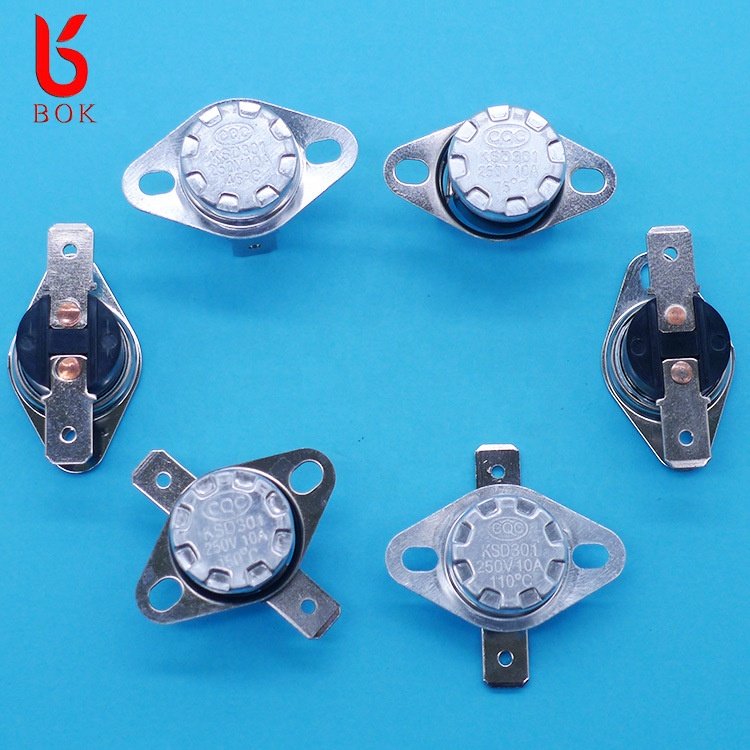 KSD301 Series Ceramic Fixed Ring Bimetallic Automatic Reset Thermal Cutoff Switch Thermostat