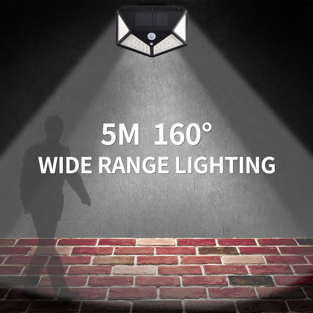 New Tech LED 100 Beads Eco-friendly Solar Energy Human Body Infrared Induction Auto Switch Outdoor Waterproof Wall Lamp
