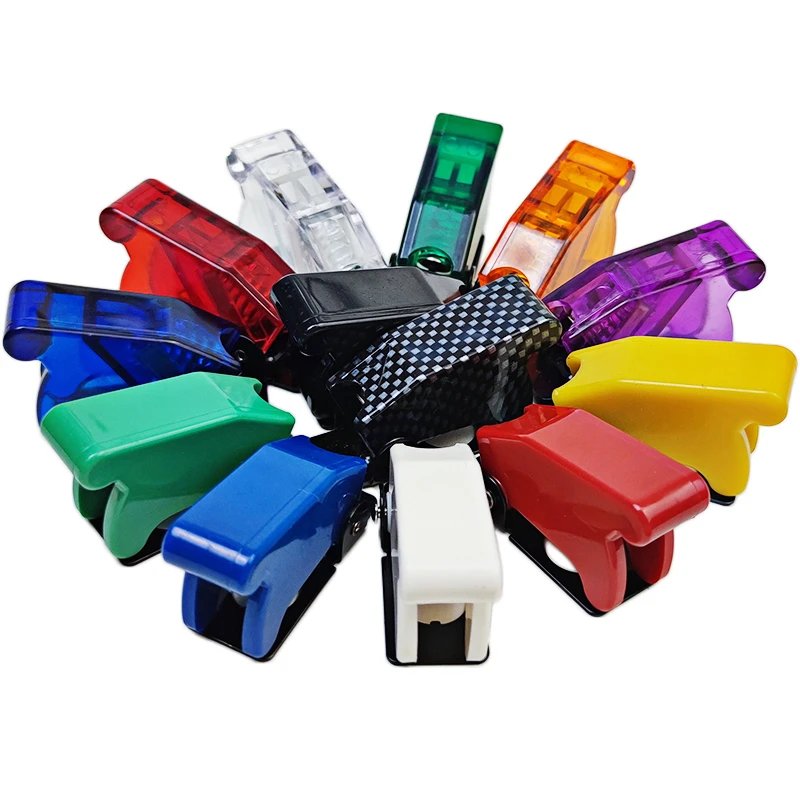 1Pcs Illuminated LED Toggle Switches Safety Aircraft Flip up Cover Guard Auto Car Boat Truck Carbon Fibre Red Blue Green Yellow