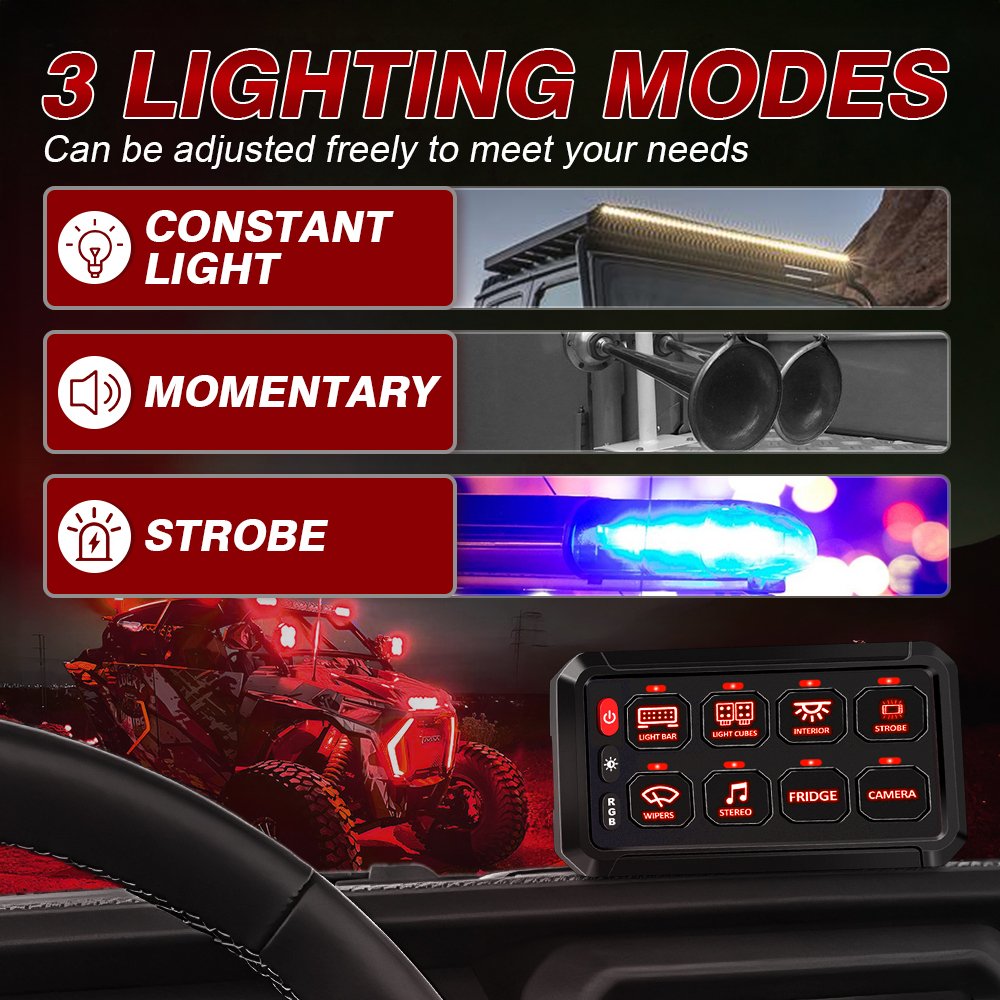 Rgb 8 Gang Switch Panel Off Road Lights 4x4 12v Car Switch Panel Relay Control Box Custom Marine Switch Panels