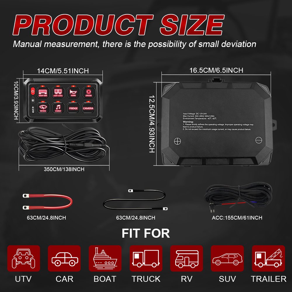 Rgb 8 Gang Switch Panel Off Road Lights 4x4 12v Car Switch Panel Relay Control Box Custom Marine Switch Panels