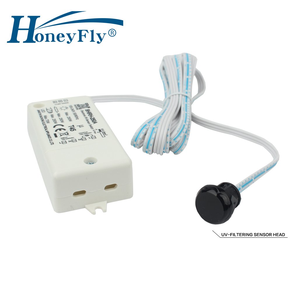 HoneyFly Patented IR Sensor Switch BHIRH-250A 250W 100-240V (Max.70W for LEDs) Motion Sensor Switch Auto On/off 5-10CM CE