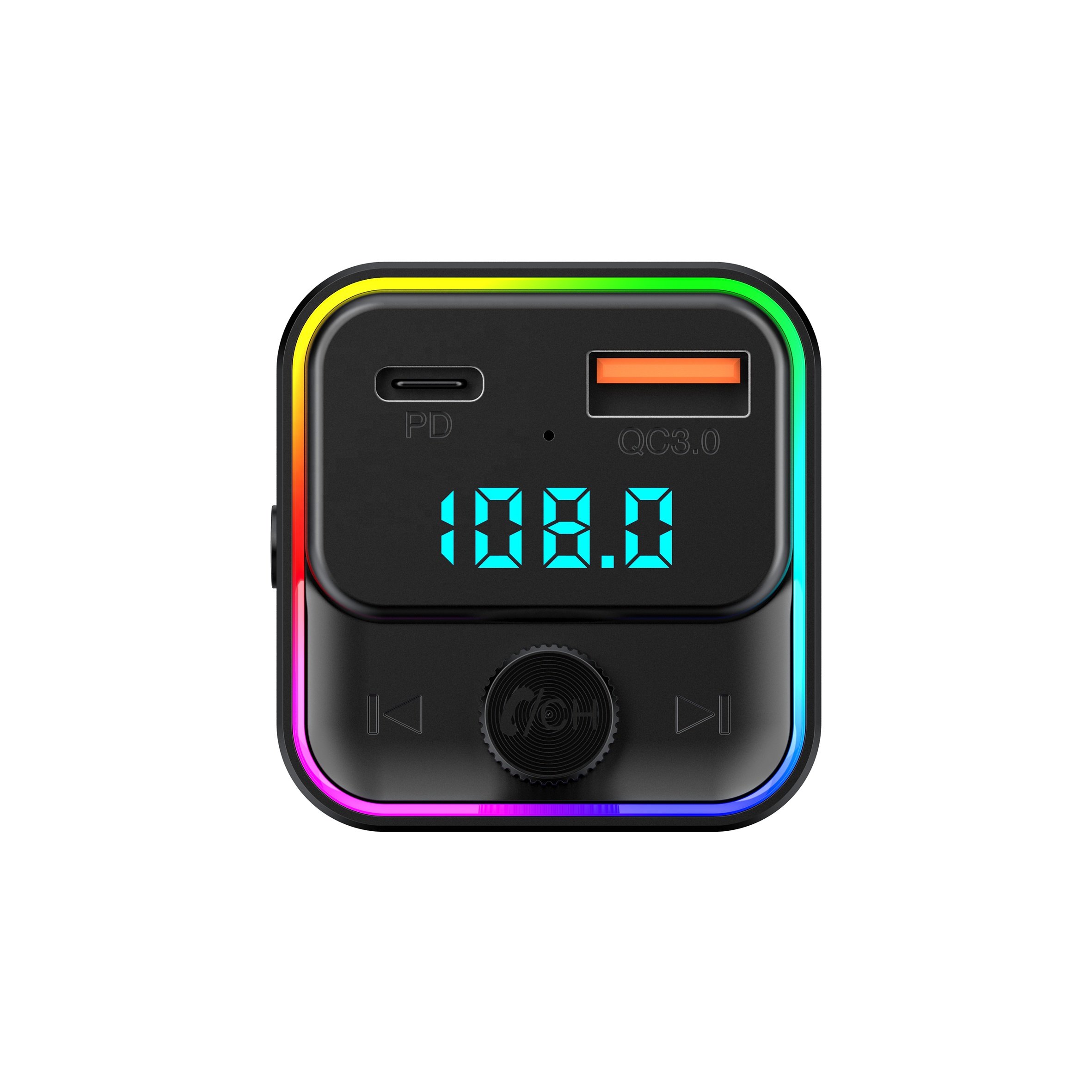 AGETUNR T88 Bluetooth Car Adapter, AUX Wireless Bluetooth FM Transmitter for Car 30W PD &18W QC3.0 Hands Free Calling, RGB Light