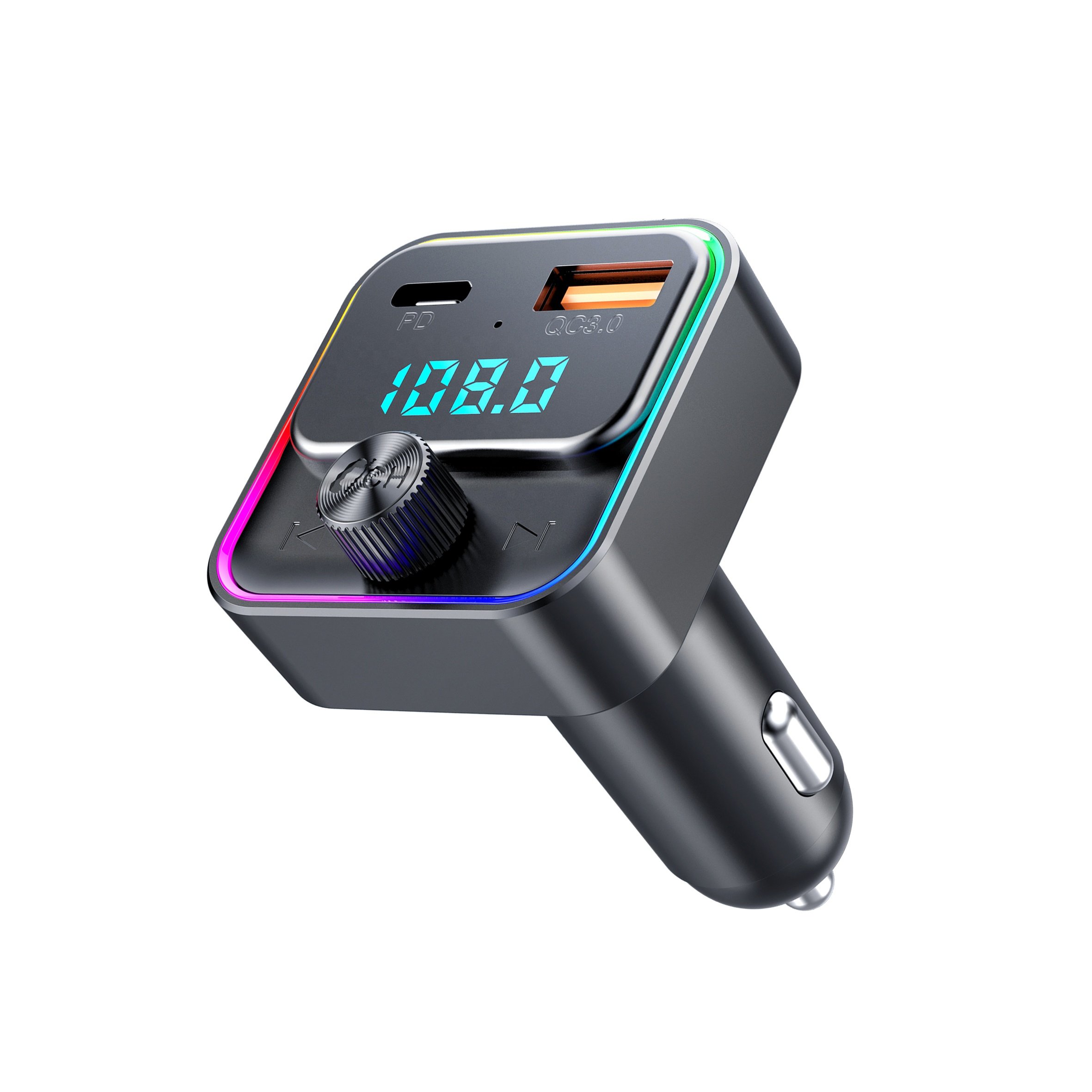 AGETUNR T88 Bluetooth Car Adapter, AUX Wireless Bluetooth FM Transmitter for Car 30W PD &18W QC3.0 Hands Free Calling, RGB Light