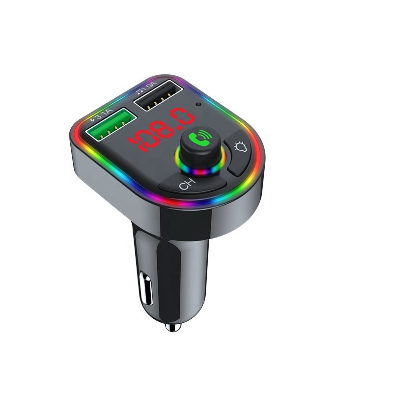 2021 New Product Blue Tooth FM Transmitter for Car Wireless Bluetooth FM Audio Adapter Music Player Car Kit with LED Backlit