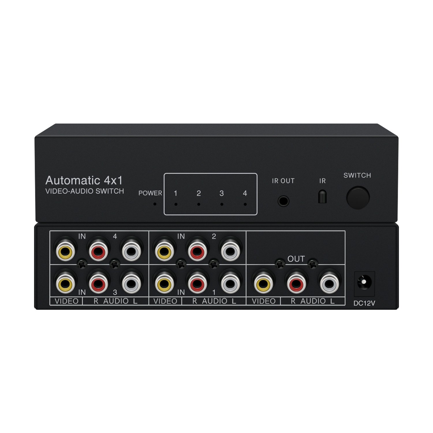 AV Video and Audio Automatic Switcher 4 in 1 Out Remote Control Selection Chip Switch 4port