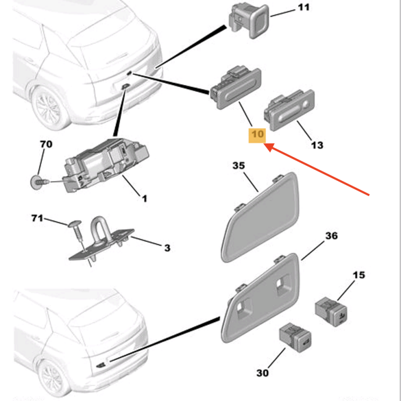 AUTO PARTS 6490R3 Tailgate Handle Switch 6490.R3