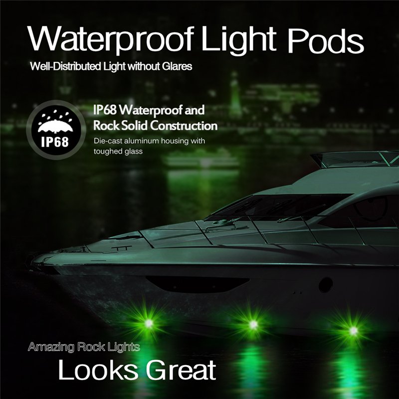 Ruitaisen 4 Pods RGB LED Rock Lights With App Controller Remote Colorful Neon LED Lights Kit for Music Mode Flashing