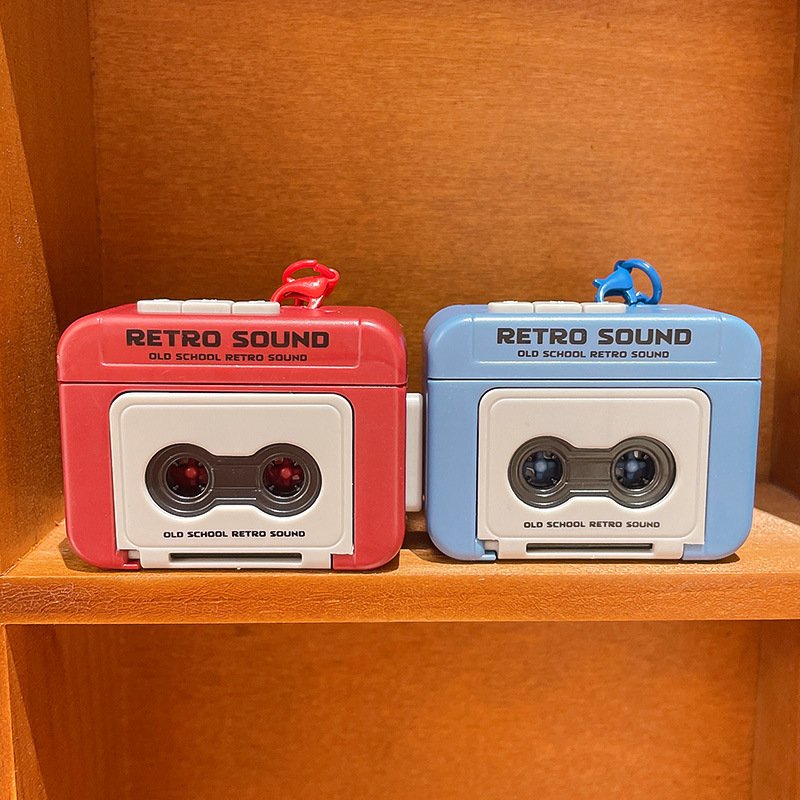 Recordable Tape Recorder Pendant Red Mini Retro Recording Fun Couple Music Gift Keychain Ornament Book Recording
