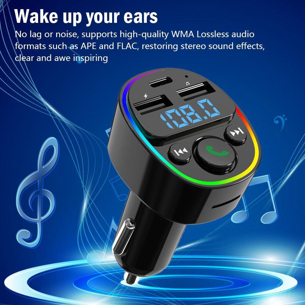 G67 Car Audio Kit Type-C USB TF Car Charger FM Transmitter BT Stereo Radio MP3 Player-Pd Qc3.0 Abs