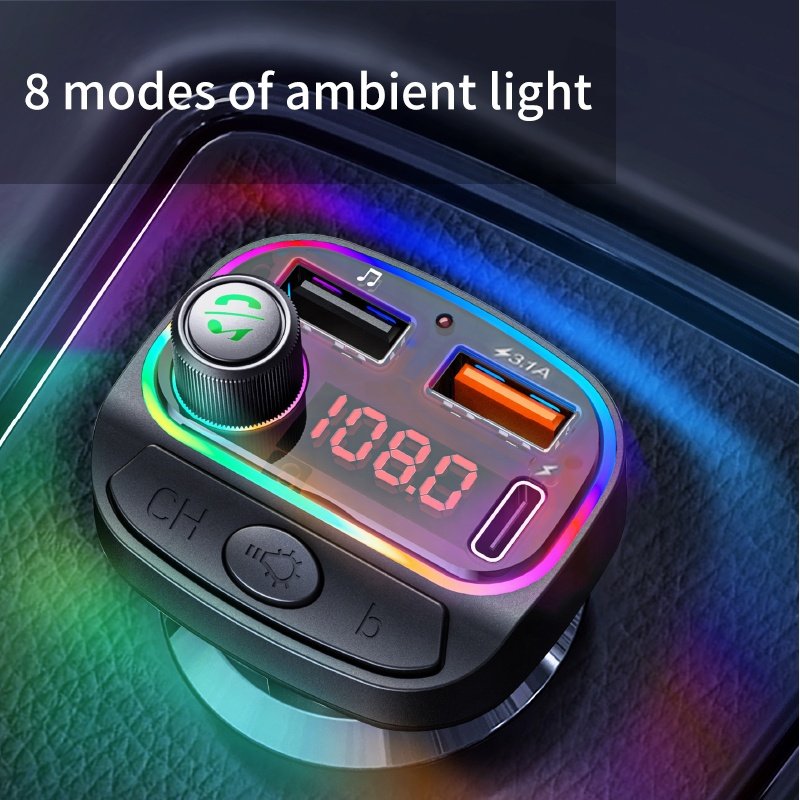 The New Bluetooth Car Music Audio Kit Fm Transmitter Modulator 3.1A Usb Charge Car Mp3 Player Usb Flash Drive with USB C