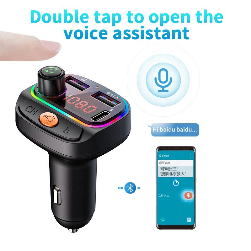 The New Bluetooth Car Music Audio Kit Fm Transmitter Modulator 3.1A Usb Charge Car Mp3 Player Usb Flash Drive with USB C