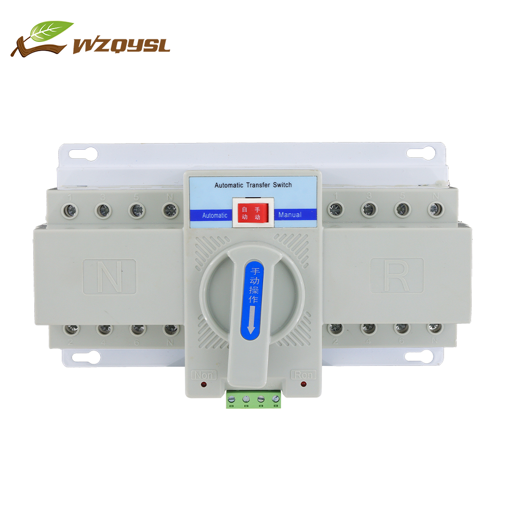 WZQY PC Ats Automatic Dual Power Transfer Switch 2p Wifi Double Throw Switch Ats 2p 100 Amp 100A CE ISO CB ROHS OEM ODM