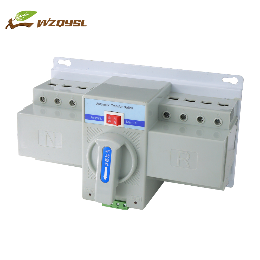 WZQY PC Ats Automatic Dual Power Transfer Switch 2p Wifi Double Throw Switch Ats 2p 100 Amp 100A CE ISO CB ROHS OEM ODM