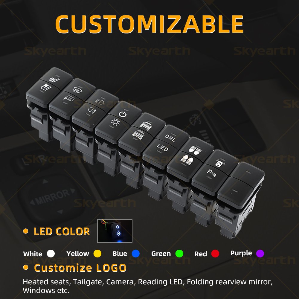 12V LED Various Symbols Dual Push Switches Marine Automotive Push Button Switch for Toyota