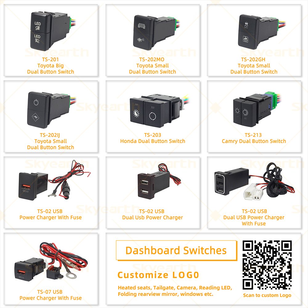 12V LED Various Symbols Dual Push Switches Marine Automotive Push Button Switch for Toyota