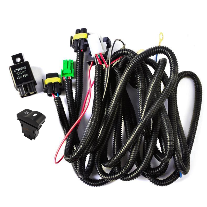 Car Fog Light Wiring Harness Kit With Fuse and Relay Led Fog Lamp Switch Wire Cable for MAZDA BT-50 BT-70