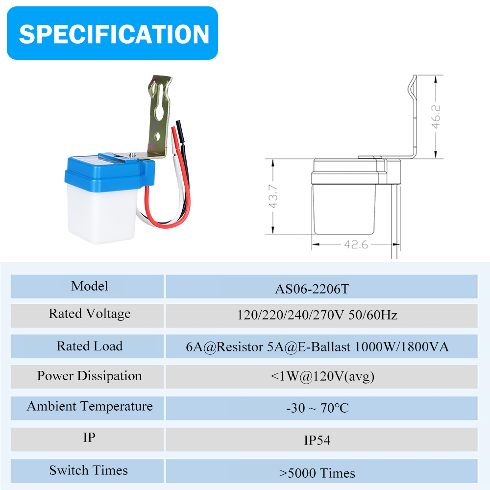CNRIYA 6A Auto on Off Thermal Photocell/Photoswitch/Photocontrol/Fotocontrol for Street/Parking/Outdoor Light Day Night Switch
