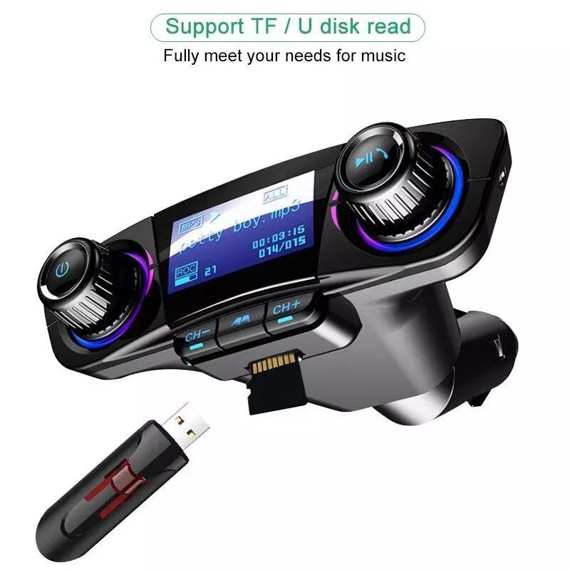 New Bluetooth 5.0 Car Adapter Fm/aux Transmitter Kit Mp3 Player Auto Wireless