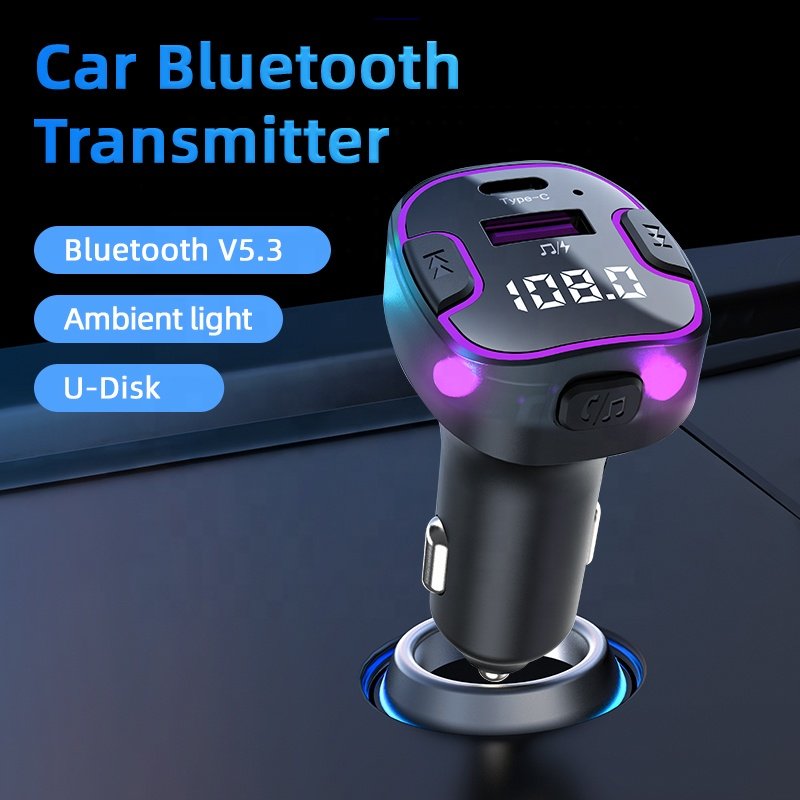 FM Transmitter Bluetooth 5.3 Car Handsfree Kit Type-C USB 3.1A Fast Charger Car MP3 Modulator Player Audio Receiver
