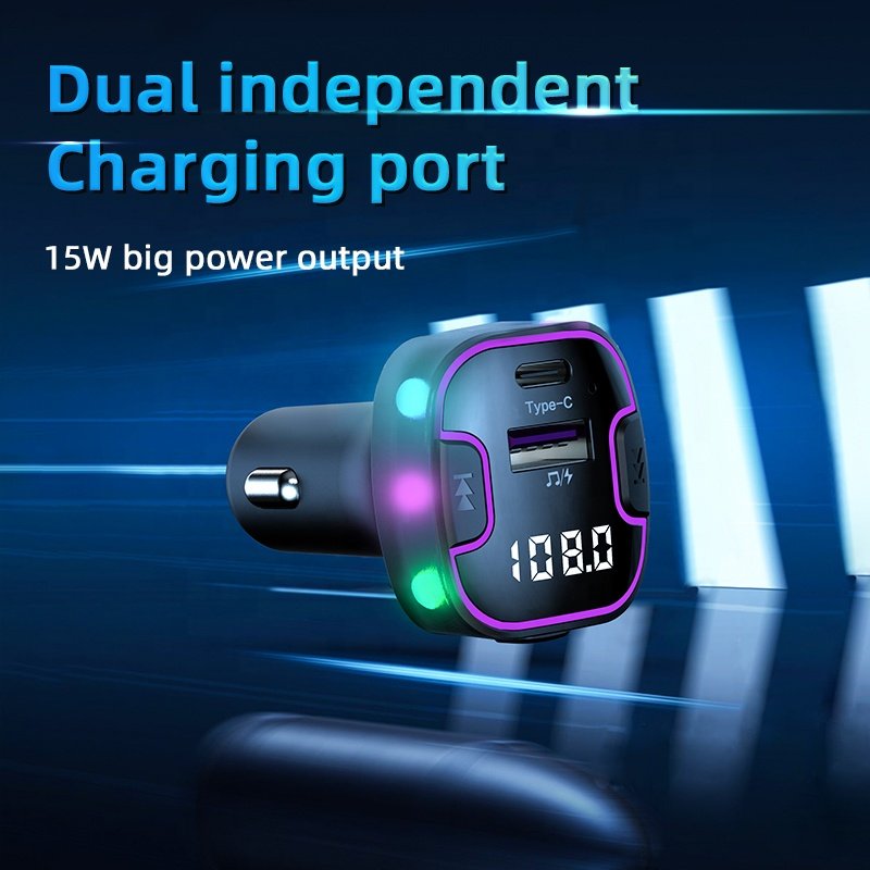 FM Transmitter Bluetooth 5.3 Car Handsfree Kit Type-C USB 3.1A Fast Charger Car MP3 Modulator Player Audio Receiver