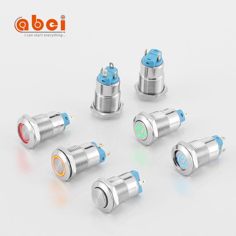 Waterproof Metal Illuminated Led Switch Ac 12V 24V 250V on off Button Switches Self Locking Latching Industrial Push Button 3a