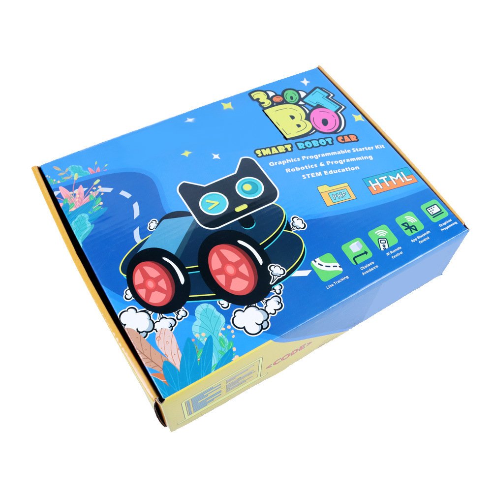 Smart Robot Car 4WD Educational Robotics Kits for Children Four Wheel Tracking Obstacle Avoidance Bluetooth Remote Controlled
