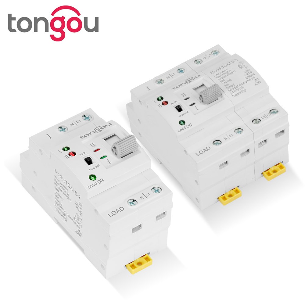 TONGOU 220V 4pole 63A ATS Automatic Transfer Switching Daul Power Changeover Automatic Din Rail Switch for Generator