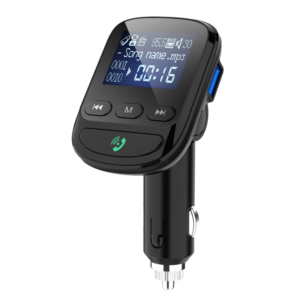 Car Wireless Blue Tooth V5.0 Fm Transmitter, Blue Tooth Car Kit Car Mp3 Player With Dual Usb Charger