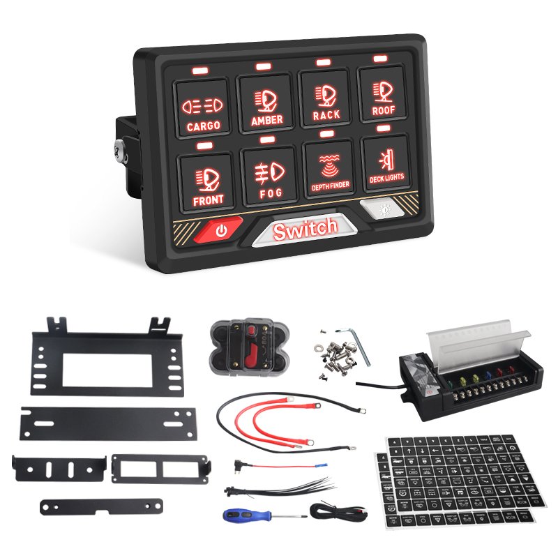 Switch Car Panel RGB LED Switch Panel Switch Power Supply for UTV Off-road 4x4 12v 8 Keys