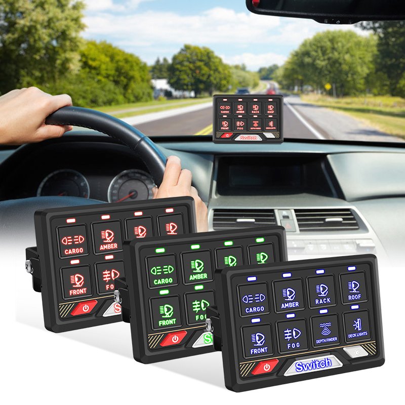 Switch Car Panel RGB LED Switch Panel Switch Power Supply for UTV Off-road 4x4 12v 8 Keys