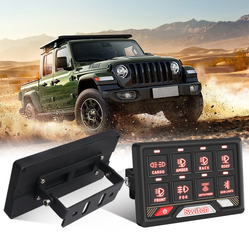 Switch Car Panel RGB LED Switch Panel Switch Power Supply for UTV Off-road 4x4 12v 8 Keys