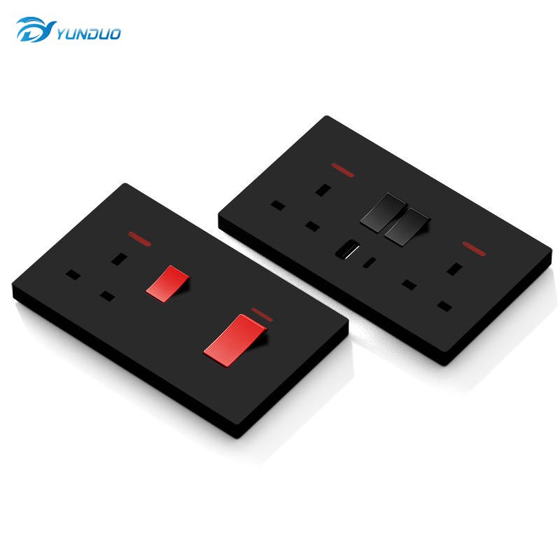 SINGLE 5PIN MULTI SOCKET UK Standard Switch Sockets Luxury Fashion Gang Switch Socket
