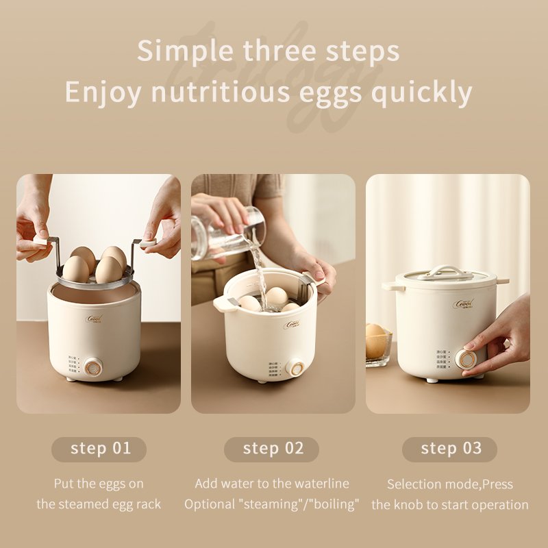 CEOOL Egg Boiler Electric Food Grade Electric Egg Boiler /Egg Cooker / Automatic1-4eggs Auto Switch off Egg Boiler for the Home